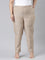 Women Solid Beige Mid Rise Linen Ikat Pencil Pants