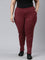 Women Solid Maroon Mid Rise Suede Treggings