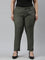 Women Solid Olive Green Crepe Pants