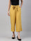 Women Solid Light Mustard Linen Mid Rise Culottes