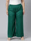 Women Solid Bottle Green Woven Viscose Mid Rise Basic Palazzos