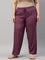 Women Solid Dark Purple Viscose Mid Rise Casual Pants