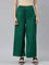 Women Solid Bottle Green Woven Viscose Mid Rise Basic Palazzos