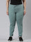 Women Solid Cotton Teal Cuffed Joggers