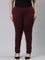 Women Solid Bright Maroon Stretch Ponte Pants