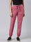 Women Solid Light Wine Mid Rise Cotton Casual Joggers