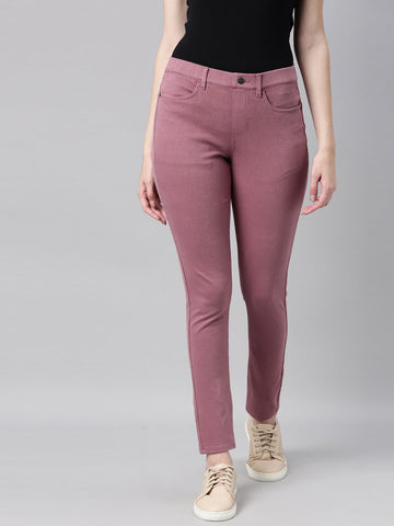 Women Light Wine Super Stretch Jeggings