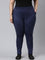 Women Solid Navy Mid Rise Suede Treggings