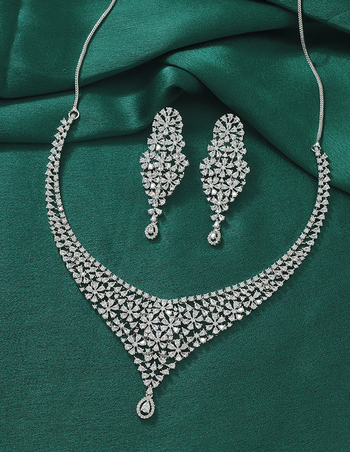 Designer Zirconia Crystal Elegance Necklace Set