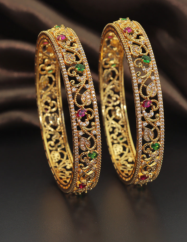 Designer Zirconia Gold Plated Bangles