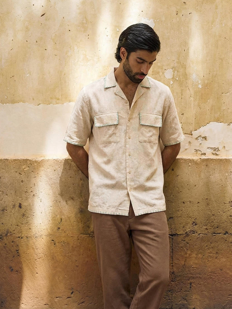 Embroidered Shirt - Beige