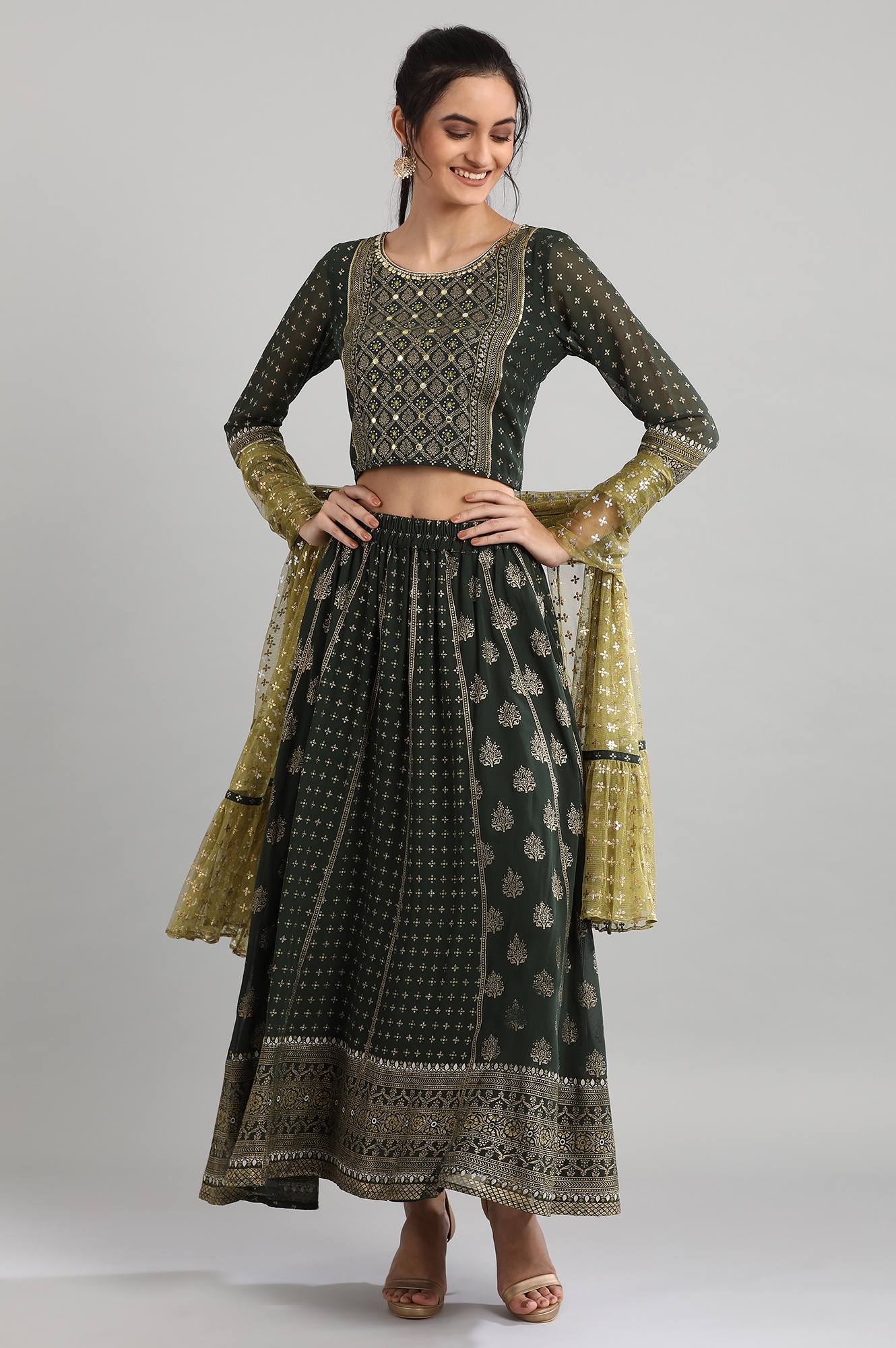 Black Printed & Embroidered Ethnic Set