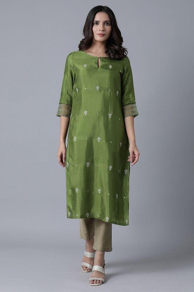 Green Embroidered kurta