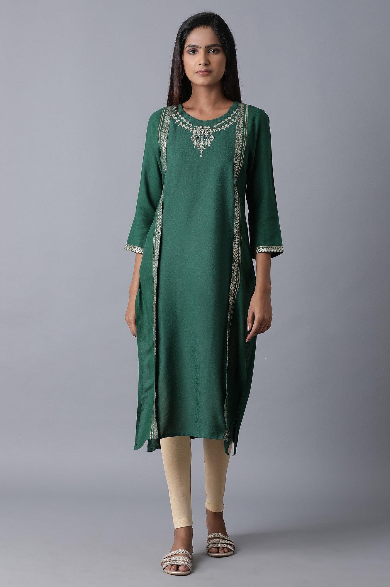 Teal Mock Layer kurta