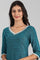 Blue V-Neck Yarn-dyed Liva kurta