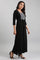 Black Round Neck Gathered Liva Dress