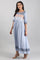 Blue Round Neck yarn-dyed Liva Dress