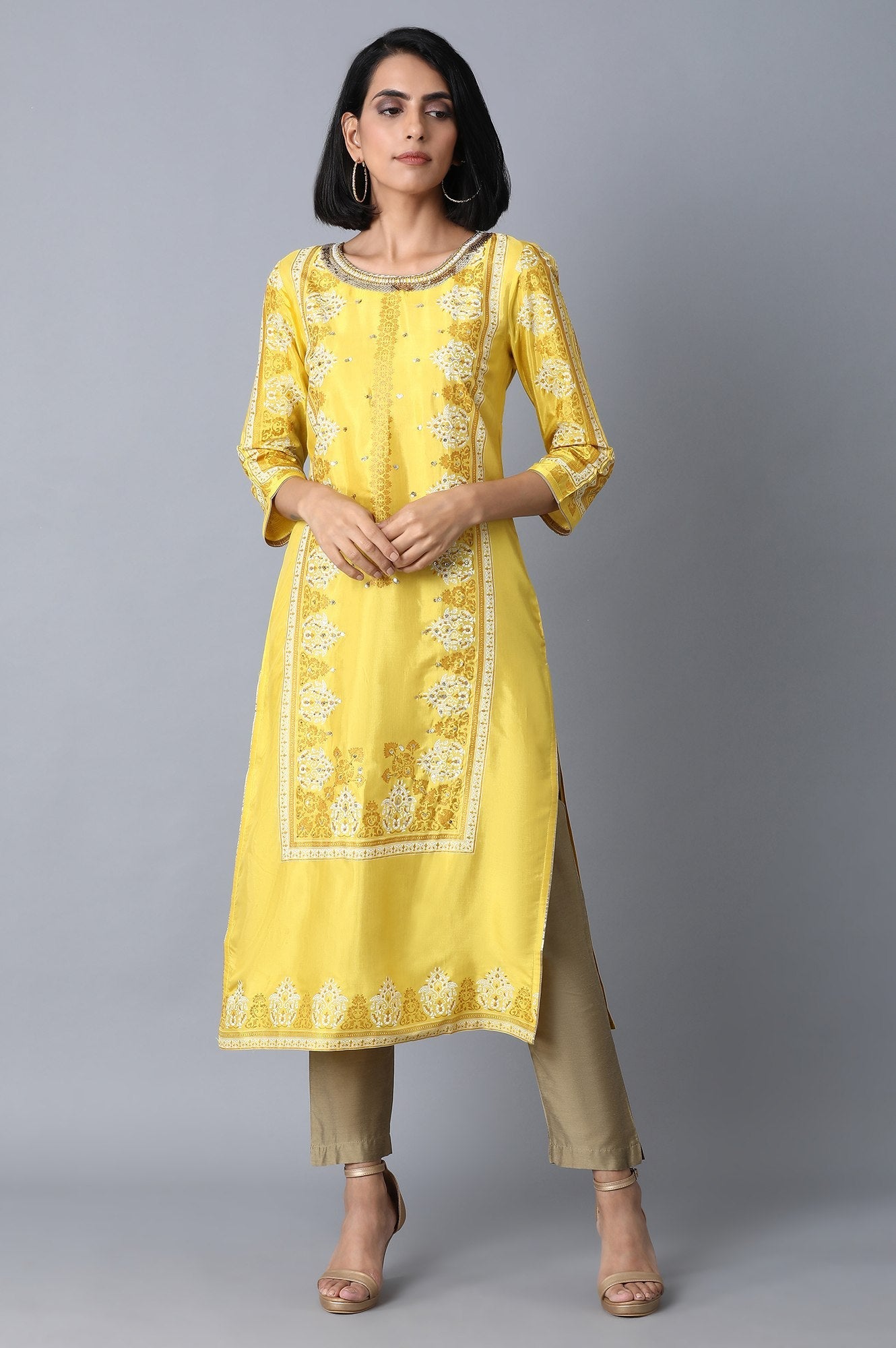 Yellow Straight kurta