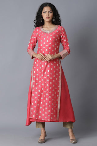 Coral Jacquard kurta