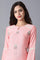 Pink Round Neck Embroidered kurta