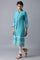 Teal Mandarin Neck Printed kurta