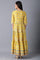 Yellow Round Neck Tiered Festive Dress