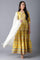 Yellow Round Neck Tiered Festive Dress