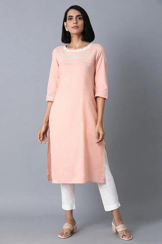 Blush Pink Khadi kurta