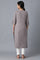 Grey Round Neck Solid kurta