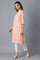 Peach Round Neck Solid kurta