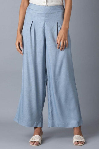 Denim Blue Printed Parallel Pants