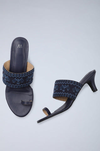 W Navy Almond Toe Kitten Heel-WDale