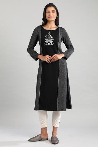 Black Round Neck Winter kurta