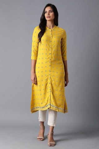 Yellow Printed kurta