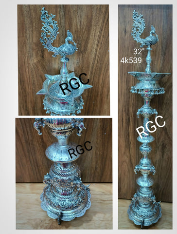 RGC latest antique German silver Tower diya pair
