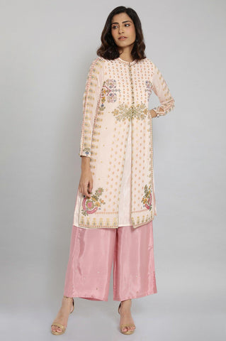 Pink Mock Layered Festive kurta