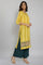 Yellow Embroidered Striped Straight kurta