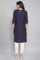 Navy Printed kurta with Organza Detail