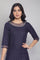 Navy Printed kurta with Organza Detail