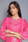 Dark Pink Printed Straight kurta