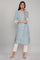 Light Blue Printed Full Placket kurta