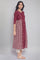 Maroon Flared Gathered Dress with Embroidery