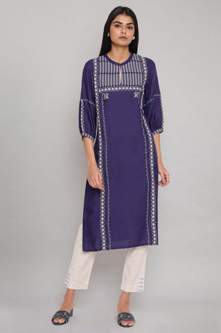 Blue Geometric Print Straight kurta