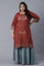 Rust Red Floral Print kurta