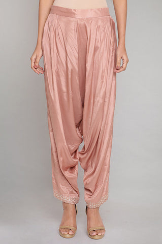 Dusty Pink Solid Draped Pants