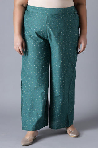 Dark Green Polka Print Parallel Pants