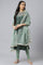 Green Embroidered Straight kurta-Solid Tights-Dupatta Set