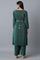 Deep Green Pleated kurta-Parallel Pants Set