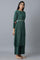 Deep Green Pleated kurta-Parallel Pants Set