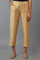 Gold Solid Straight Fit Calf Length Mid Rise Trousers